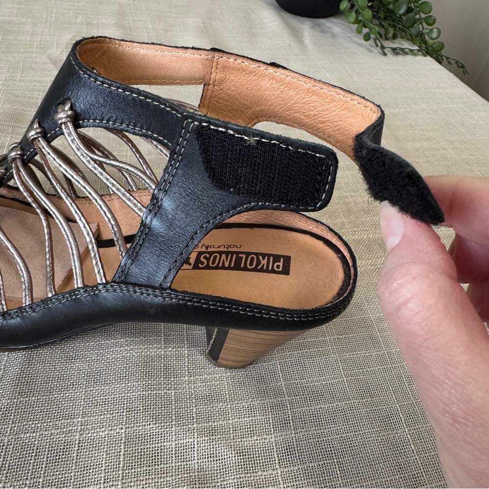 Pikolinos Java Gladiator Sandals Black Silver Met… - image 8